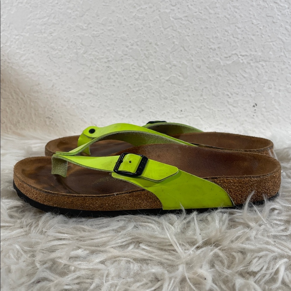 BIRKENSTOCK Adria Leather Thong Strappy Slip On Sandals Lime Green Size 37 (6) - Picture 8 of 12